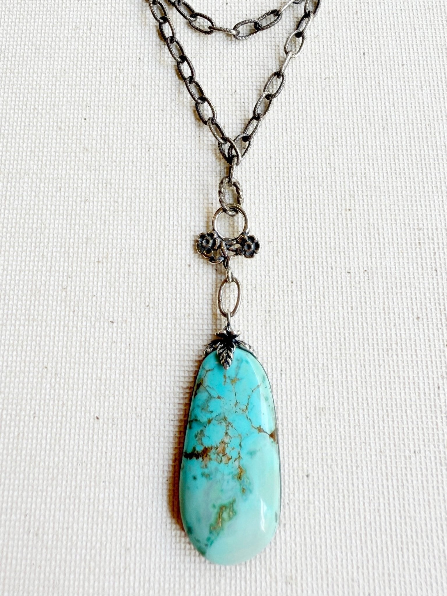 One of a Kind Vintage Arizona Turquoise, Sterling Silver and Carnelian Necklace by Sage Machado - The Sage Lifestyle