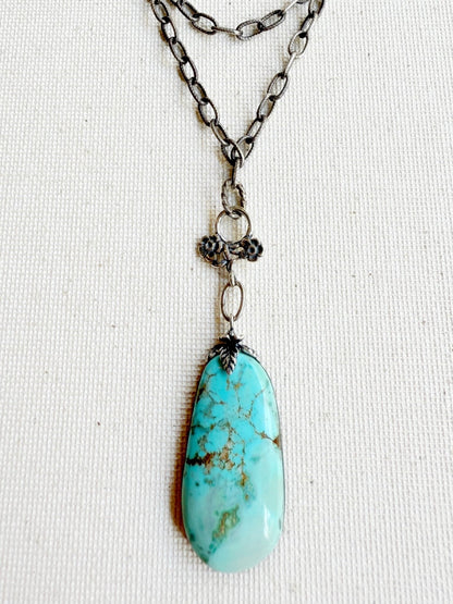 One of a Kind Vintage Arizona Turquoise, Sterling Silver and Carnelian Necklace by Sage Machado - The Sage Lifestyle