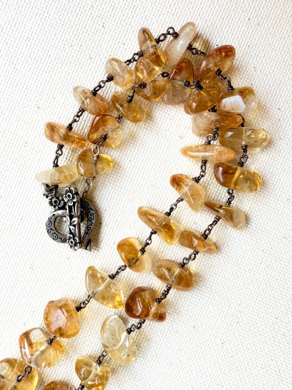 One of a Kind Vintage Arizona Turquoise, Sterling Silver and Citrine Necklace by Sage Machado - The Sage Lifestyle