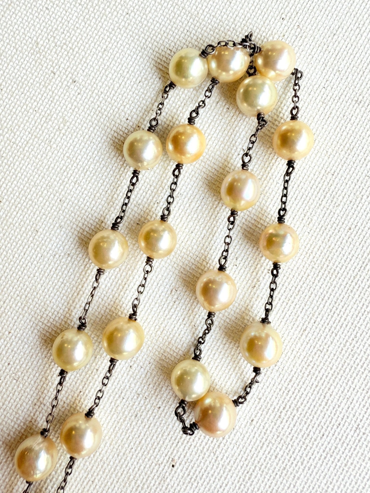 One of a Kind Vintage Arizona Turquoise, Sterling Silver and Cultured Pearl Necklace by Sage Machado - The Sage Lifestyle