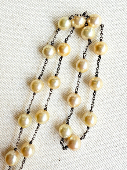 One of a Kind Vintage Arizona Turquoise, Sterling Silver and Cultured Pearl Necklace by Sage Machado - The Sage Lifestyle