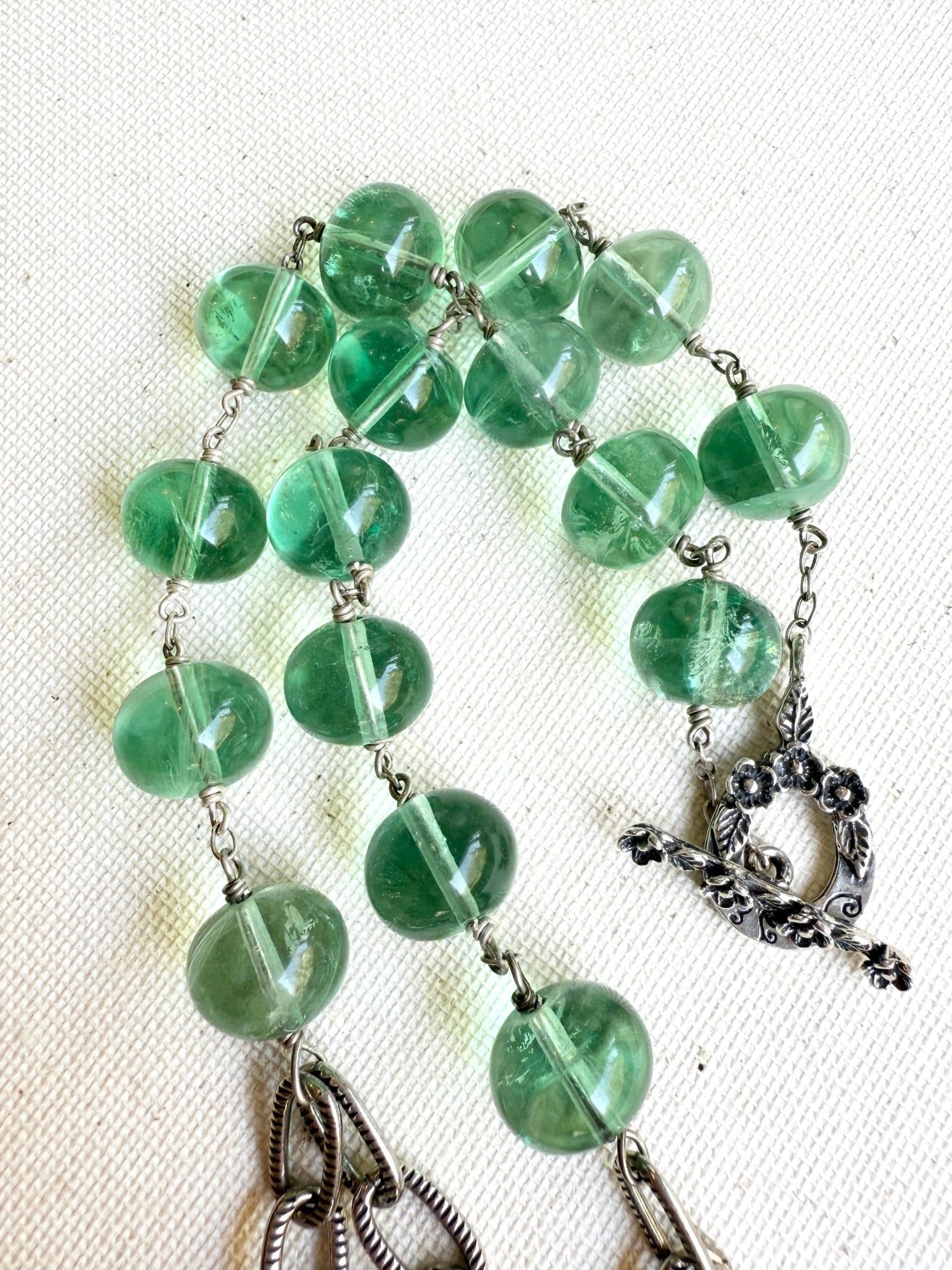 One of a Kind Vintage Arizona Turquoise, Sterling Silver and Green Fluorite Necklace by Sage Machado - The Sage Lifestyle