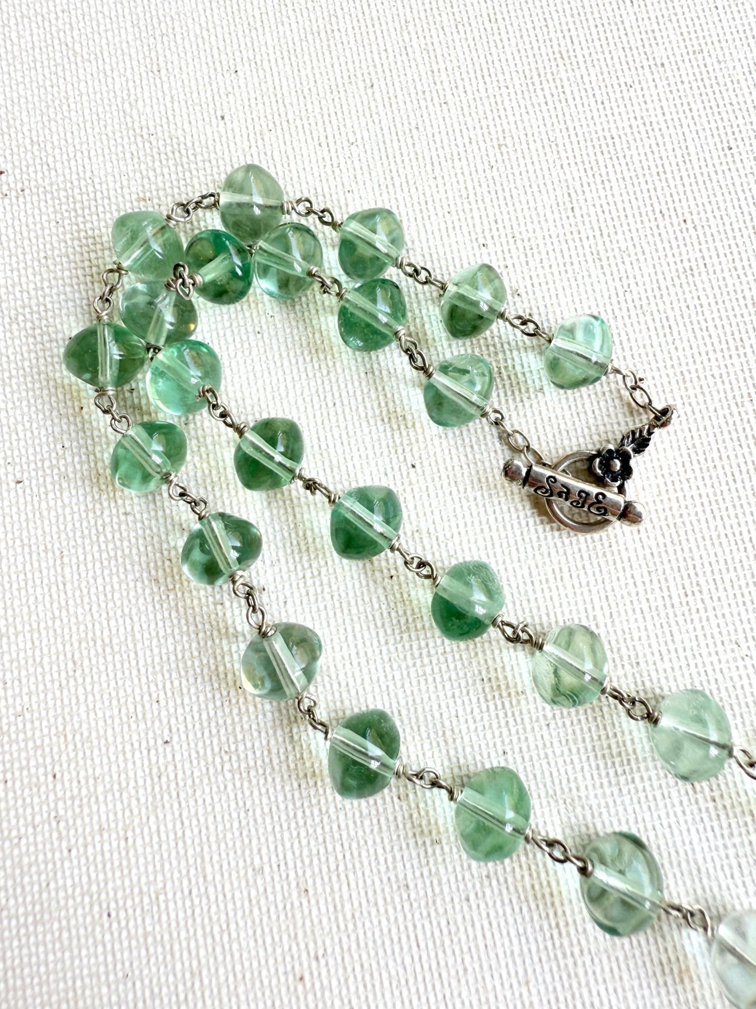 One of a Kind Vintage Arizona Turquoise, Sterling Silver and Green Fluorite Necklace by Sage Machado - The Sage Lifestyle