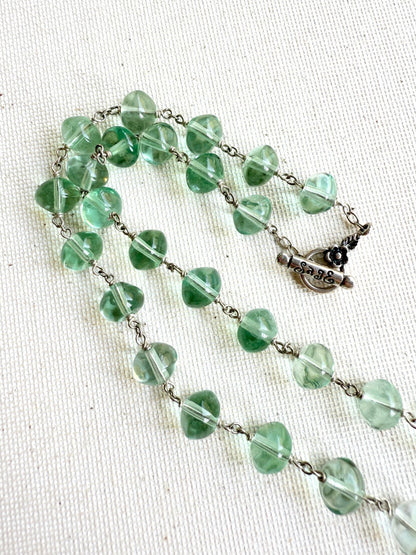 One of a Kind Vintage Arizona Turquoise, Sterling Silver and Green Fluorite Necklace by Sage Machado - The Sage Lifestyle