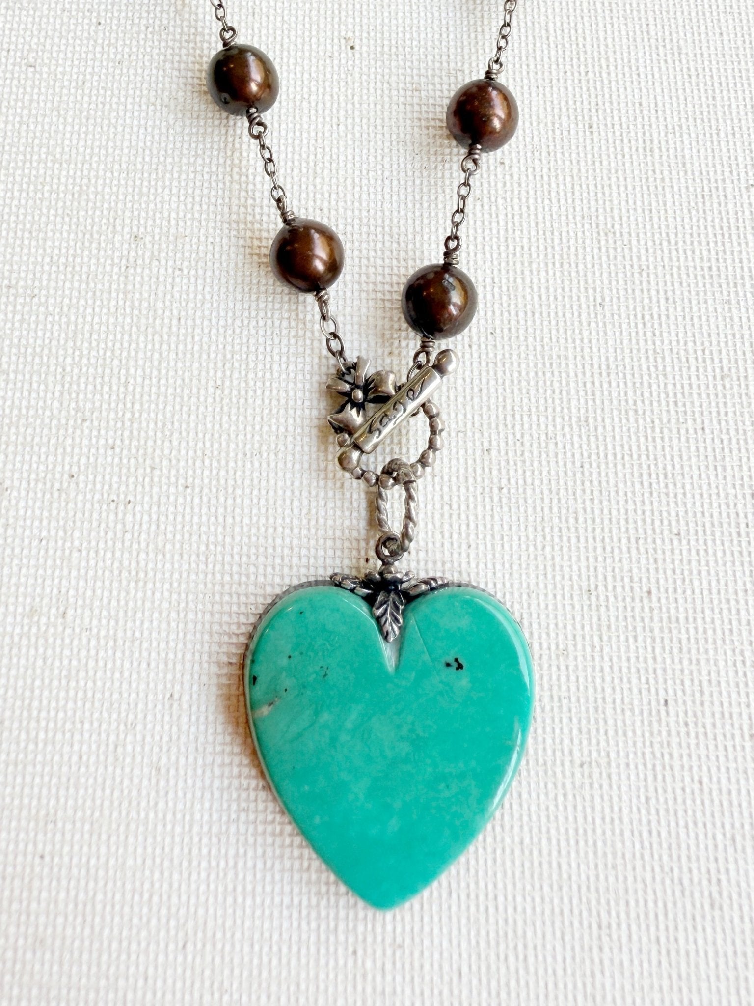 One of a Kind Vintage Arizona Turquoise, Sterling Silver and Pearl Necklace by Sage Machado - The Sage Lifestyle
