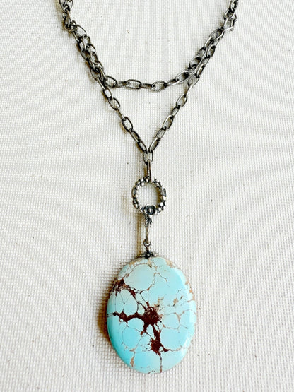 One of a Kind Vintage Arizona Turquoise, Sterling Silver and Rose Quartz Necklace by Sage Machado - The Sage Lifestyle