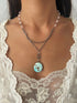 One of a Kind Vintage Arizona Turquoise, Sterling Silver and Rose Quartz Necklace by Sage Machado - The Sage Lifestyle