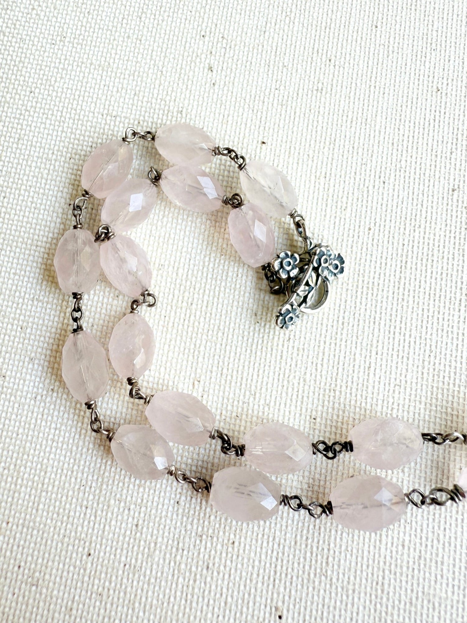 One of a Kind Vintage Arizona Turquoise, Sterling Silver and Rose Quartz Necklace by Sage Machado - The Sage Lifestyle