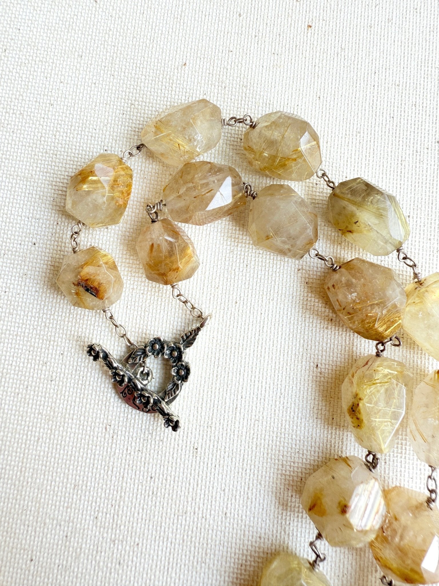 One of a Kind Vintage Arizona Turquoise, Sterling Silver and Rutilated Quartz Necklace by Sage Machado - The Sage Lifestyle