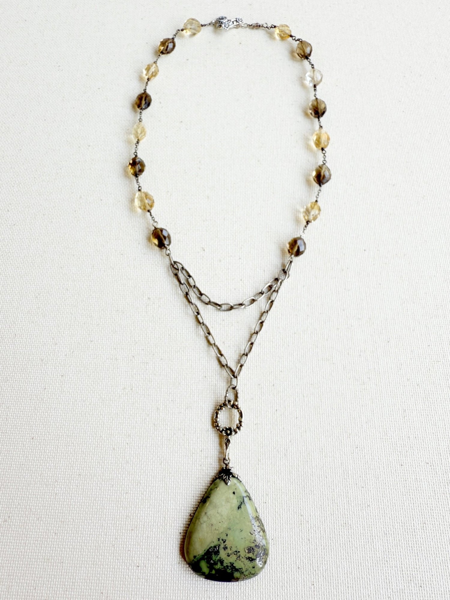 One of a Kind Vintage Arizona Turquoise, Sterling Silver, Smokey Topaz and Citrine Necklace by Sage Machado - The Sage Lifestyle