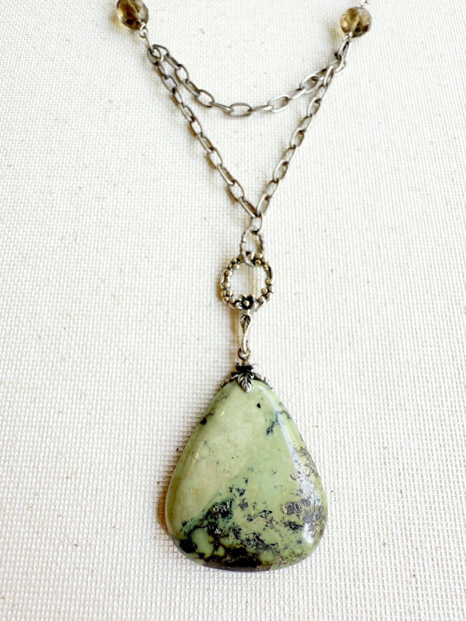 One of a Kind Vintage Arizona Turquoise, Sterling Silver, Smokey Topaz and Citrine Necklace by Sage Machado - The Sage Lifestyle