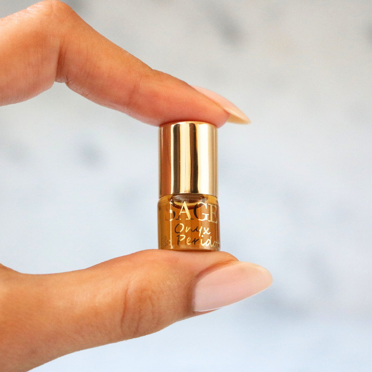 .03oz Mini Roll on Sage Onyx Peridot Perfume Oil, Earthy Scent, Gender Neutral Vegan Cruelty Free, and travel size scent