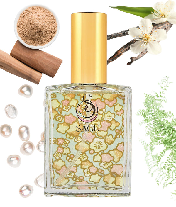 2 oz Sage Pearl Organic Perfume Eau de Toilette spray, Subtle, Gender Neutral Fragrance, Vegan, Cruelty Free, made in Cali