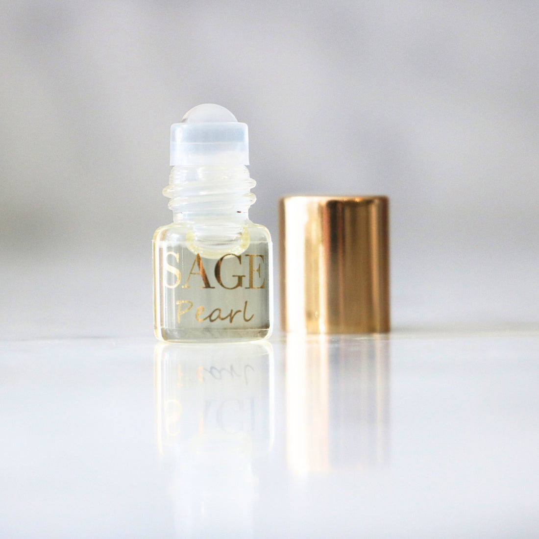 .03 oz Mini Roll on Sage Pearl Perfume Oil, Subtle, Gender Neutral, Vegan Cruelty Free and travel-size fragrance