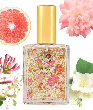 2 oz Sage Rose Quartz Organic Perfume Eau de Toilette spray, light floral, Gender Neutral, Vegan, Cruelty Free, made in Cali