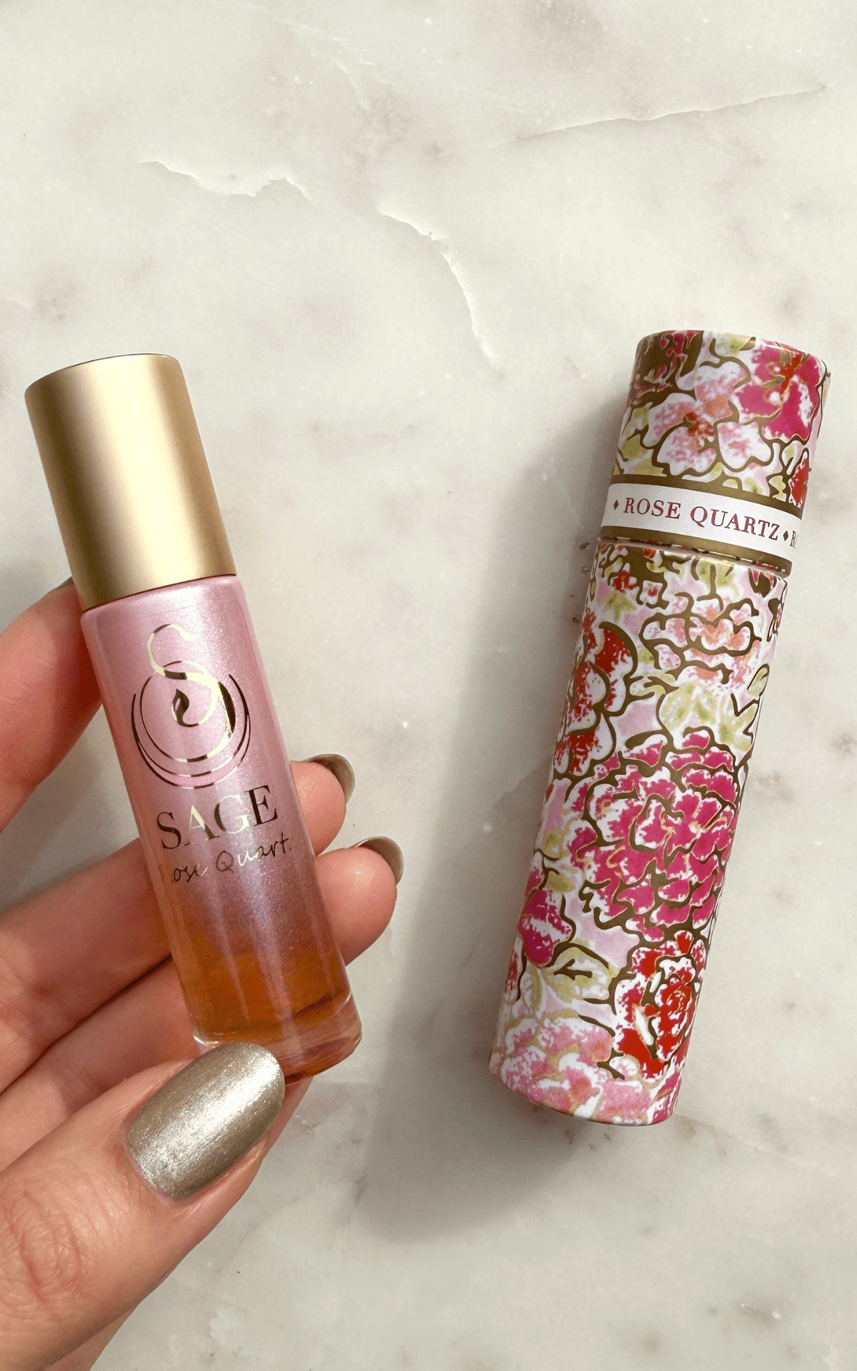 Rose Quartz Limited Edition Ombré Shimmer 1/4 oz Gemstone Perfume Oil Concentrate Roll - On by Sage - The Sage Lifestyle