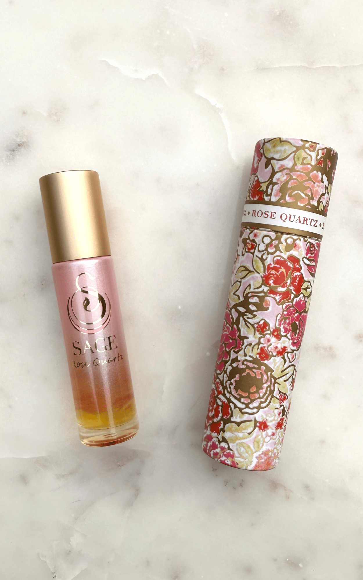 Rose Quartz Limited Edition Ombré Shimmer 1/4 oz Gemstone Perfume Oil Concentrate Roll - On by Sage - The Sage Lifestyle