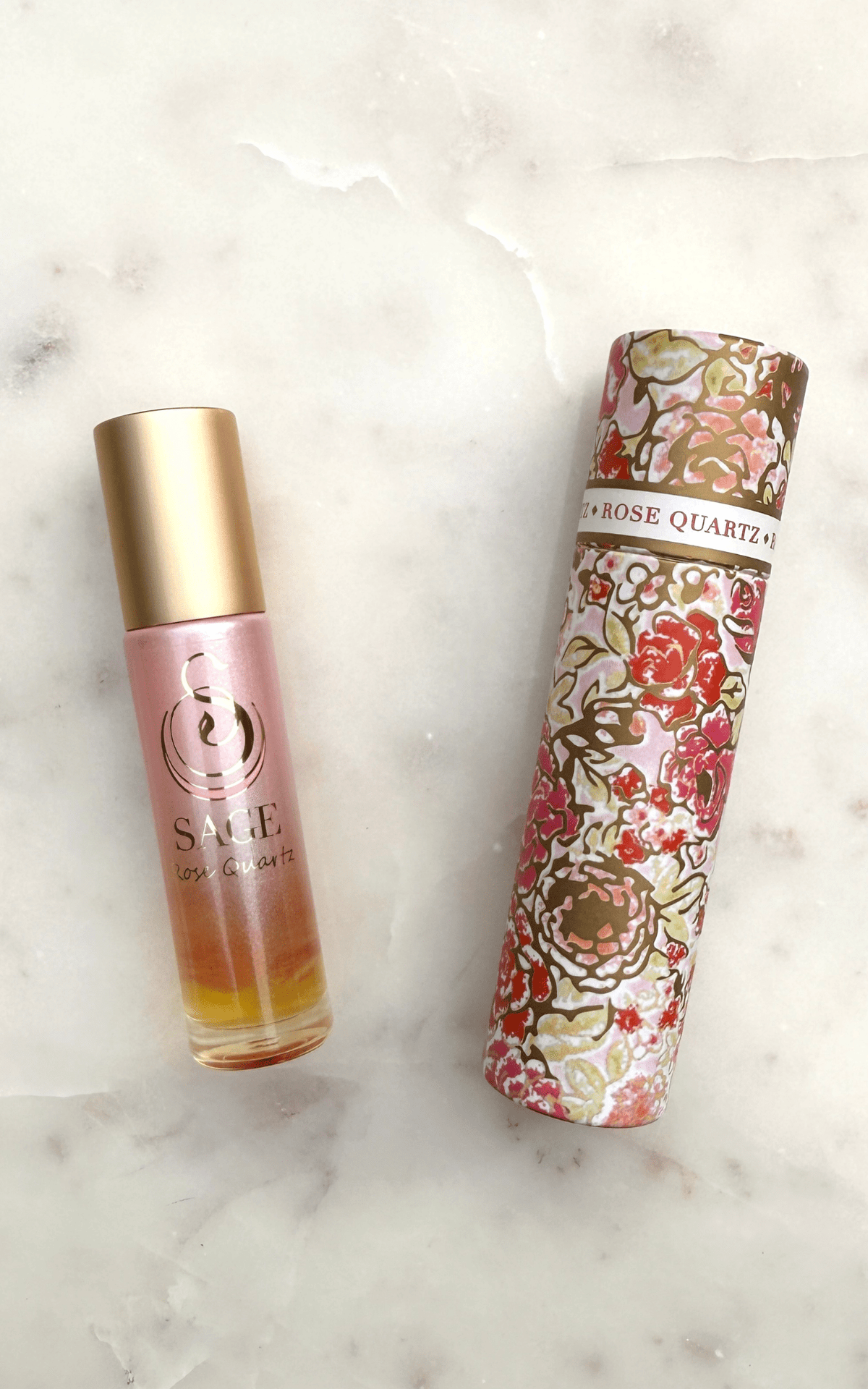 Rose Quartz Limited Edition Ombré Shimmer 1/4 oz Gemstone Perfume Oil Concentrate Roll - On by Sage - The Sage Lifestyle