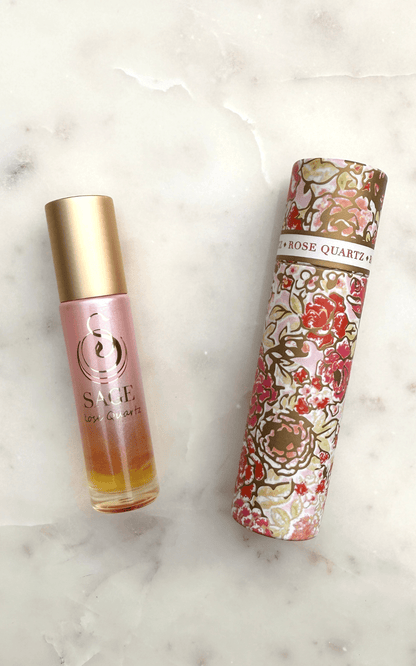 Rose Quartz Limited Edition Ombré Shimmer 1/4 oz Gemstone Perfume Oil Concentrate Roll - On by Sage - The Sage Lifestyle