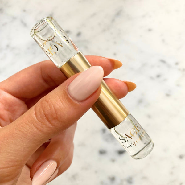 ¼ oz Eau de Toilette Dual Roll-On, Rose Quartz and Turquoise, floral, Vegan, Cruelty-Free fragrance, 1/8 oz each