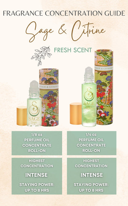 Sage &amp; Citrine Blend 1/4 oz Gemstone Perfume Oil Concentrate Roll-On by Sage - The Sage Lifestyle