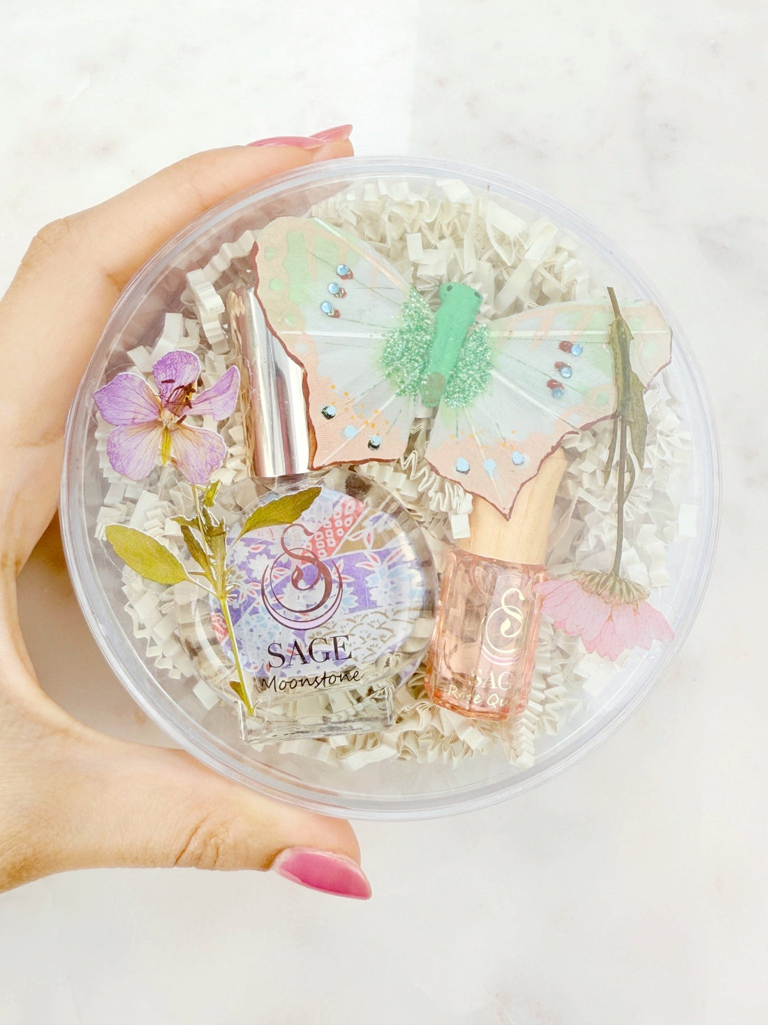 Secret Garden Botanical Discovery Set ~ Moonstone 1/2 oz Organic Eau de Toilette Mini &amp; Rose Quartz 3mL Organic Perfume Oil Mini Extract Roll - On by Sage - The Sage Lifestyle