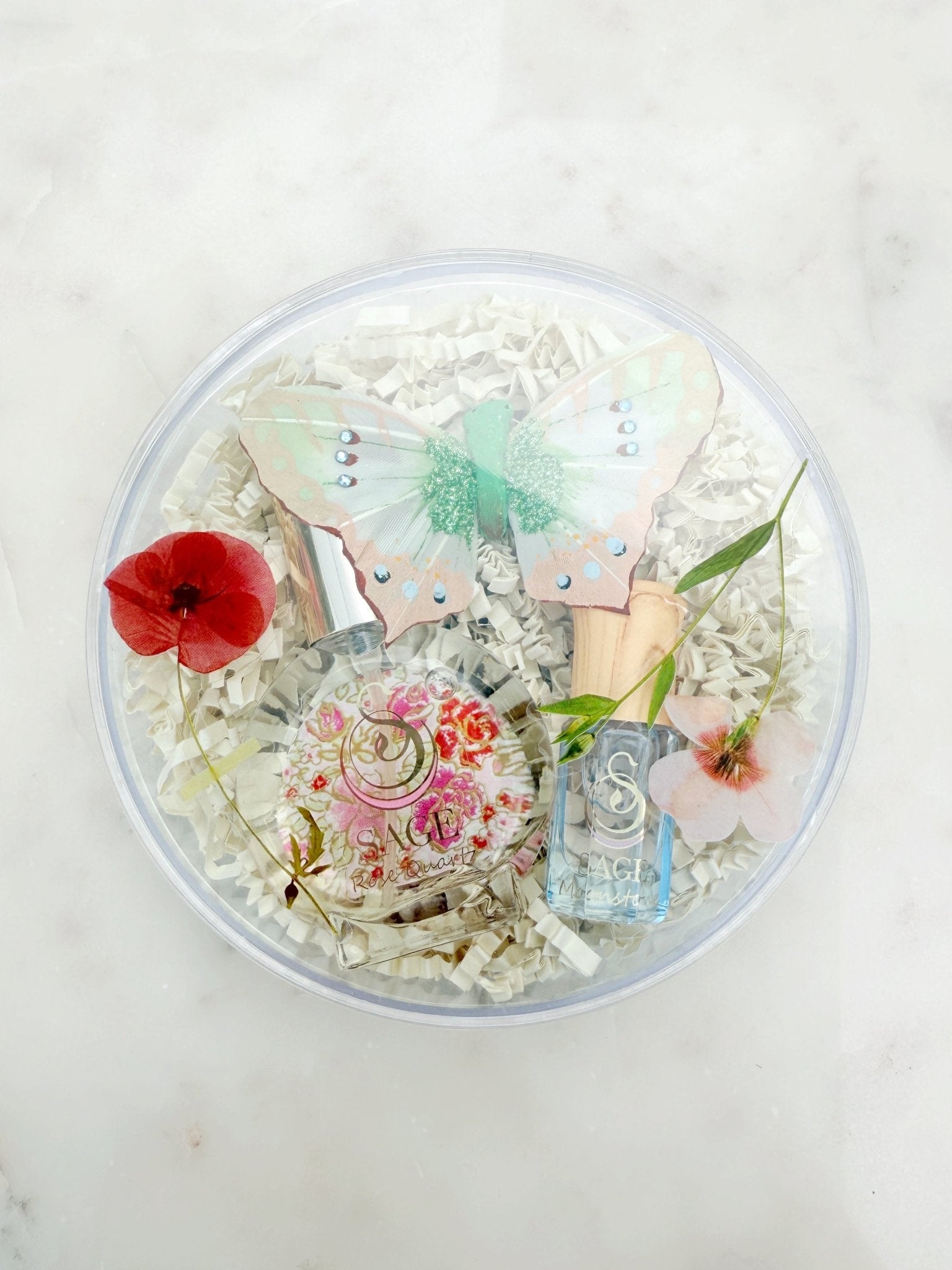 Secret Garden Botanical Discovery Set ~ Rose Quartz 1/2 oz Organic Eau de Toilette Mini &amp; Moonstone 3mL Organic Perfume Oil Mini Extract Roll - On by Sage - The Sage Lifestyle