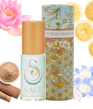 1/8 oz roll on Sage Turquoise Perfume Oil in reusable box Marine, Gender Neutral, Vegan, Cruelty-free fragrance