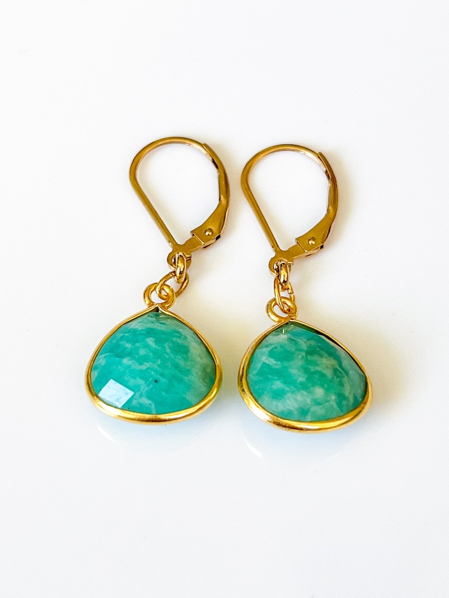 Amazonite Charm Gold Earrings by Sage Machado - The Sage Lifestyle