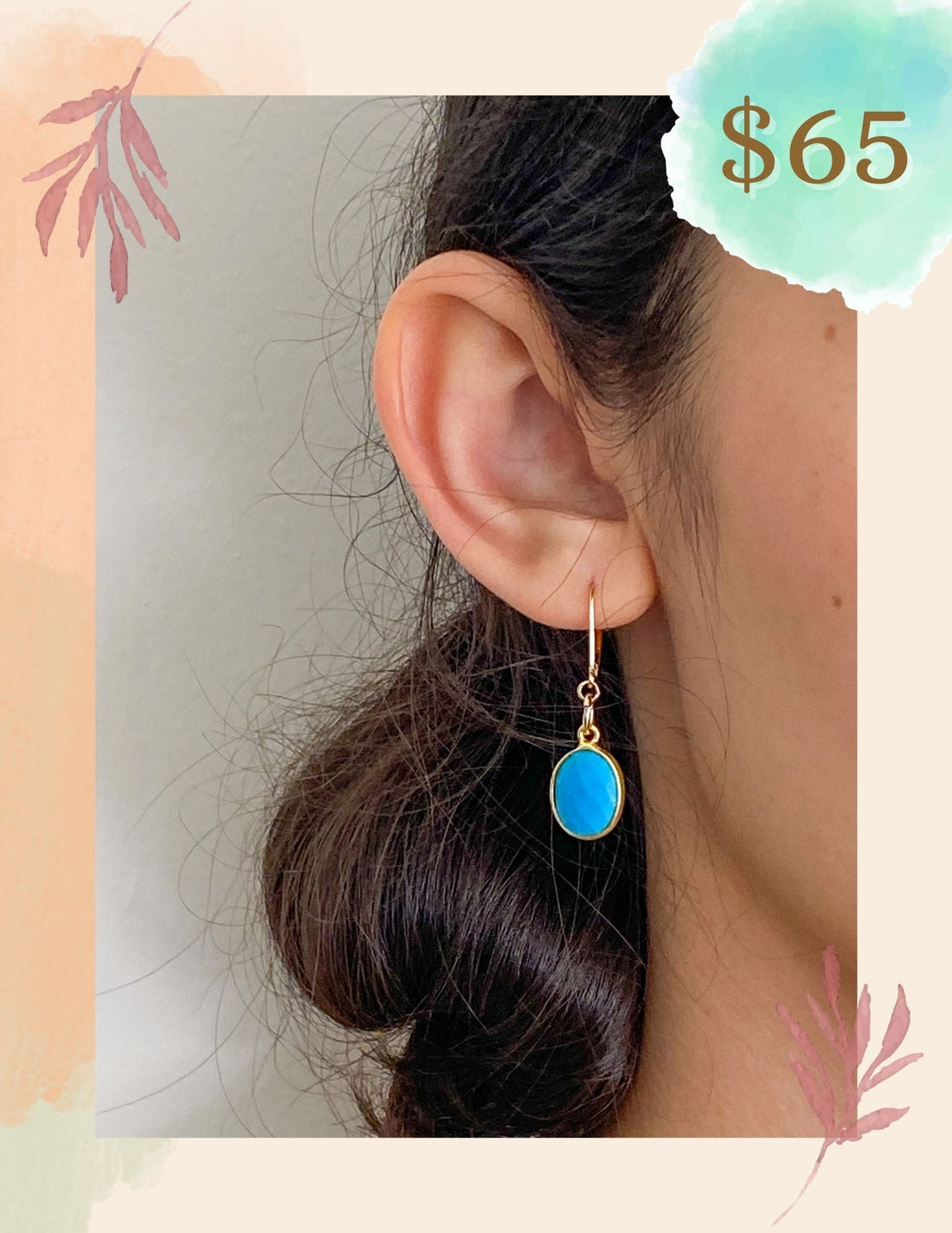Arizona Turquoise Charm Gold Earrings by Sage Machado - The Sage Lifestyle