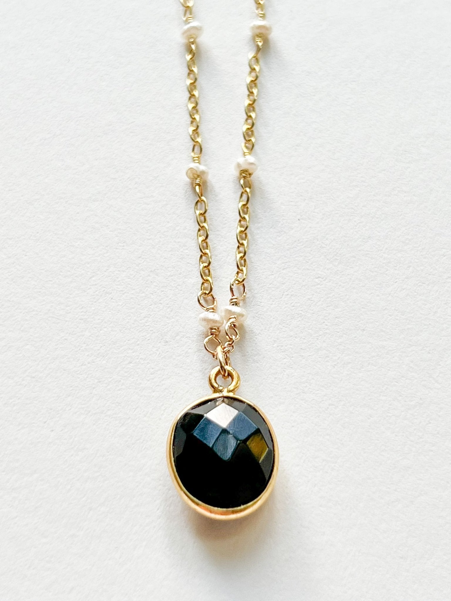Double Sided Black Onyx + Diamond Hex Necklace – Skaska Jewelry