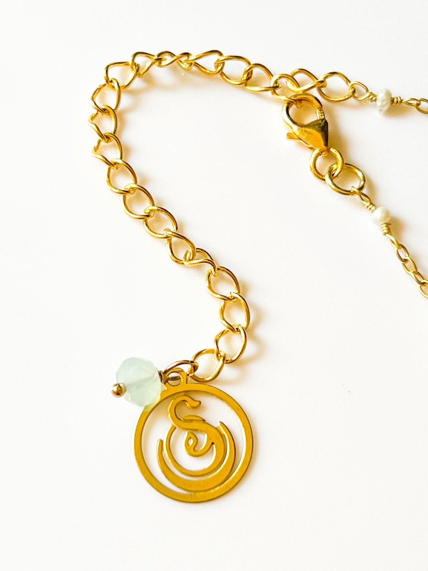 Blue Topaz Charm Drop Necklace on Gold Chain with Freshwater Pearls by Sage Machado - The Sage Lifestyle