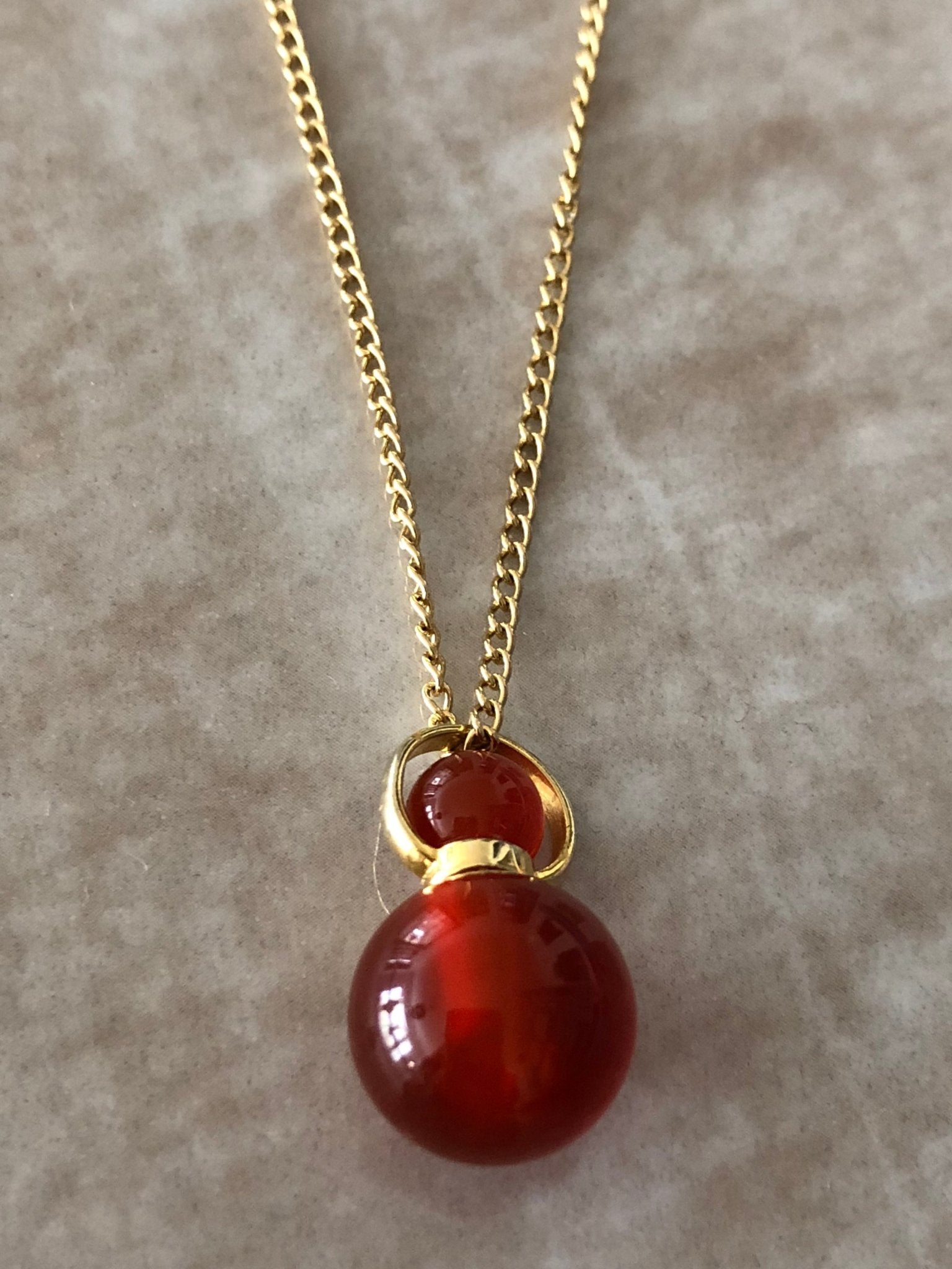 Carnelian Chloe Gemstone Perfume Bottle Gold Necklace by Sage Machado - The Sage Lifestyle