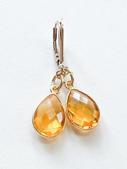 Citrine Teardrop Charm Gold Earrings by Sage Machado - The Sage Lifestyle