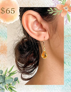 Citrine Teardrop Charm Gold Earrings by Sage Machado - The Sage Lifestyle