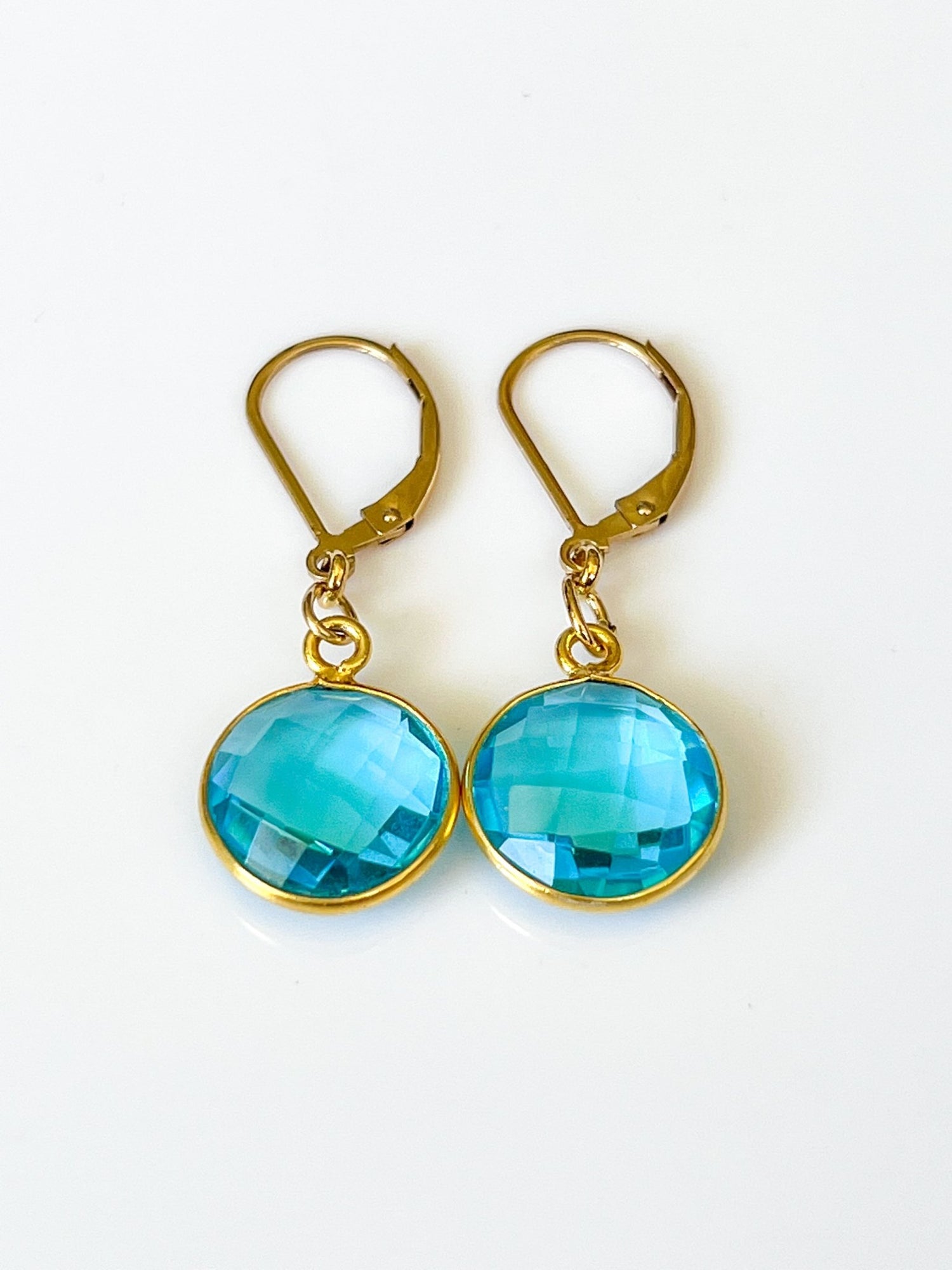 Electric Blue Topaz Charm Gold Earrings by Sage Machado - The Sage Lifestyle