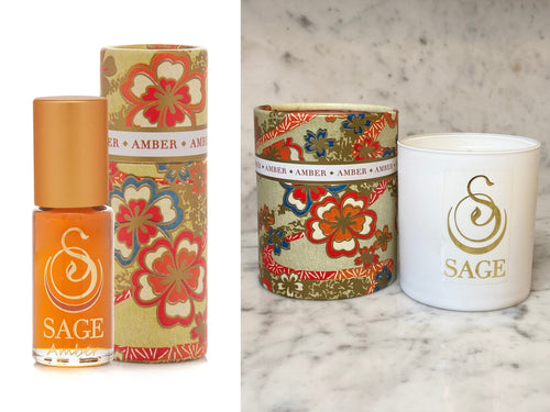 ESSENTIALS ~ AMBER Perfume Oil Concentrate Roll-On and Candle Gift Set by Sage - The Sage Lifestyle