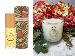 ESSENTIALS ~ Carnelian Gemstone Perfume Roll-On and Candle Gift Set by Sage - The Sage Lifestyle