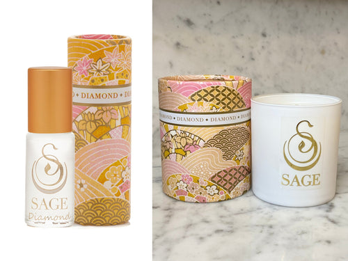 ESSENTIALS ~ DIAMOND Perfume Oil Concentrate Roll-On and Candle Gift Set by Sage - The Sage Lifestyle