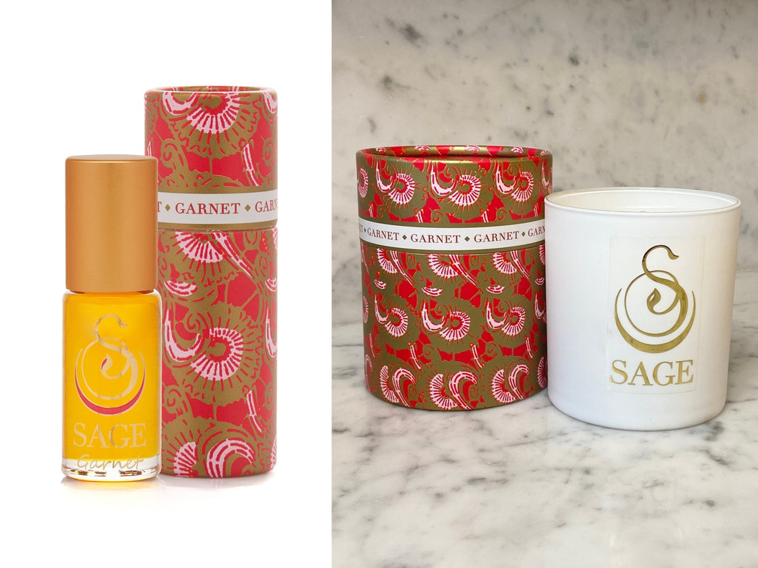 ESSENTIALS ~ GARNET Perfume Oil Concentrate Roll-On and Candle Gift Set by Sage - The Sage Lifestyle