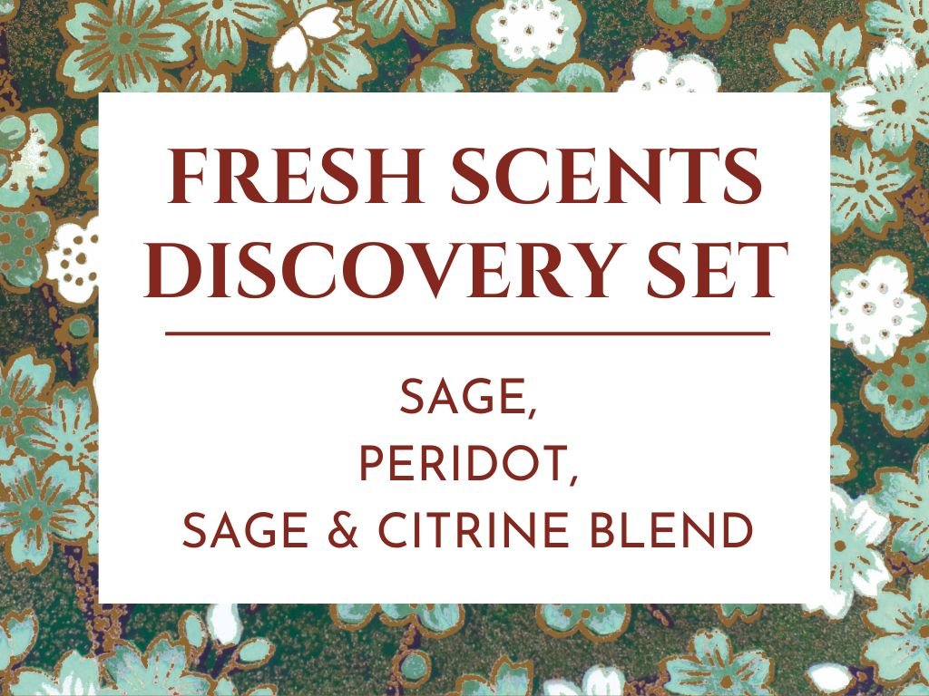 Fresh Perfume Oil Discovery set: includes Sage, Peridot, Sage and Citrine Blend- Vegan, Cruelty Free, travel size