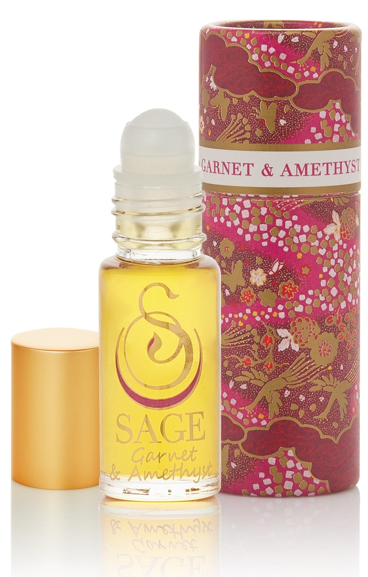 Sage 1/8 oz roll on Garnet and Amethyst Perfume Oil in reusable box, dark floral Gender Neutral Vegan, Cruelty free fragrance
