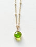 Green Hydro Quartz Round Charm Necklace on Gold Chain with White Freshwater Pearls by Sage Machado - The Sage Lifestyle