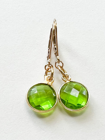 Green Hydro Quartz Round Drop Charm Gold Earrings by Sage Machado - The Sage Lifestyle