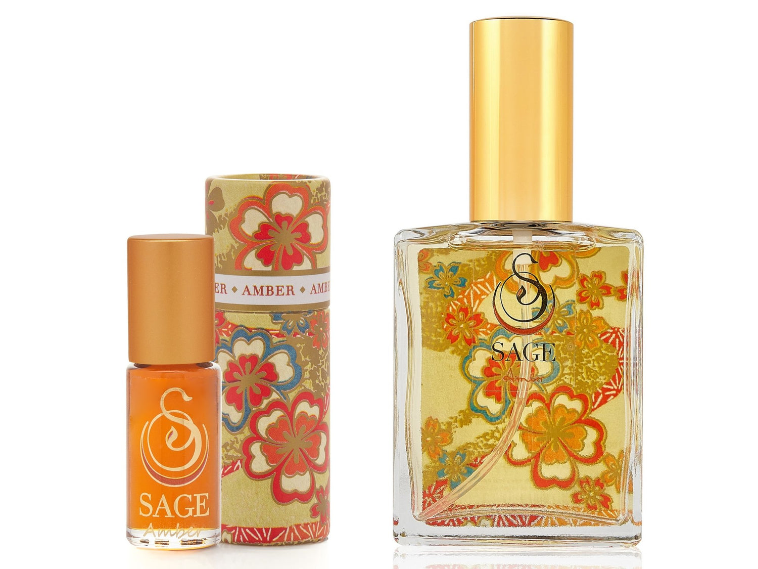 INDULGE ~ AMBER Perfume Oil Concentrate Roll-On and Organic Eau de Toilette  Gift Set by Sage