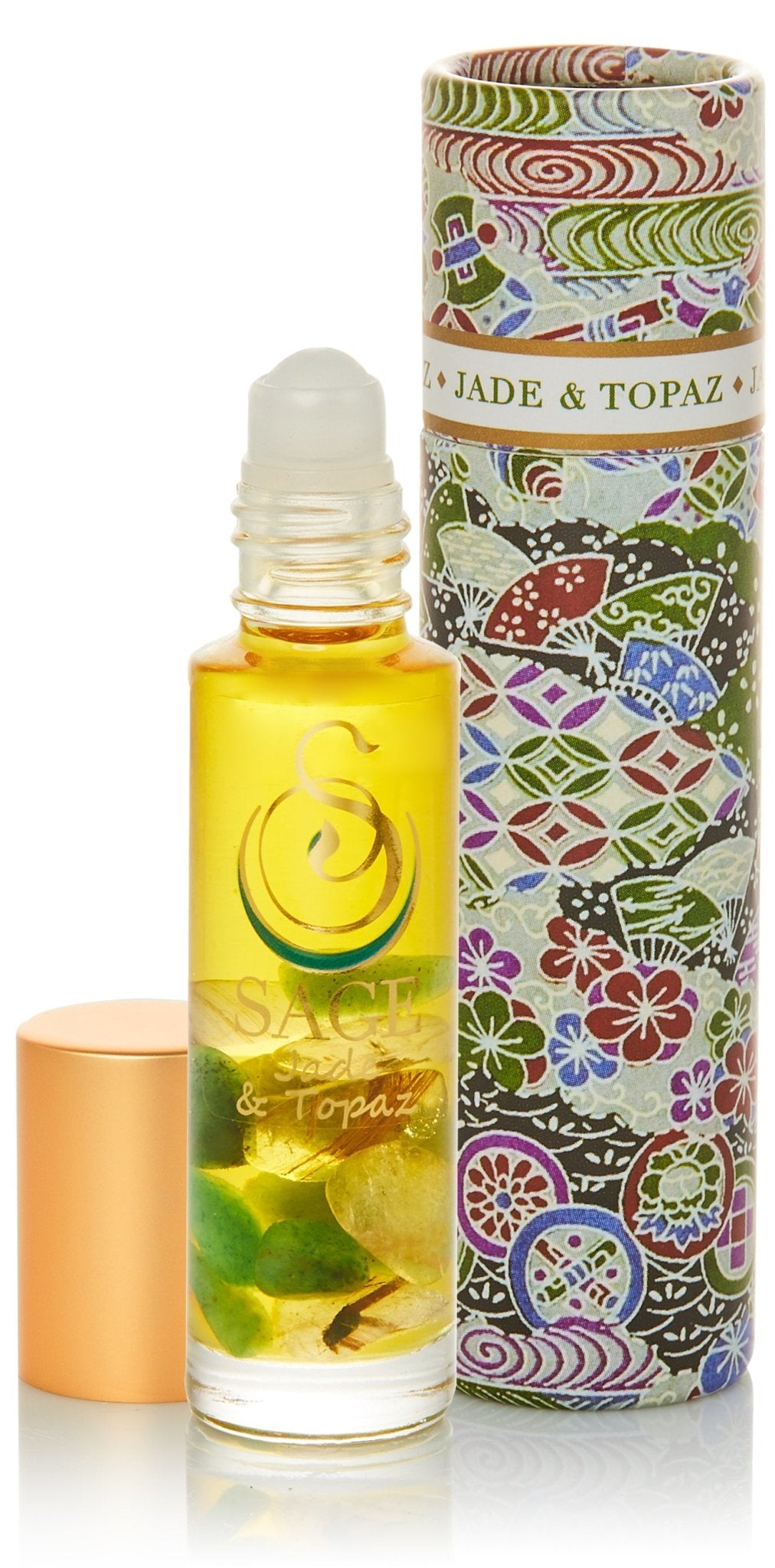 1/4 oz roll on Jade and topaz Perfume Oil by Sage with gemstones, reusable box, dark floral,gender neutral,Vegan,Cruelty free