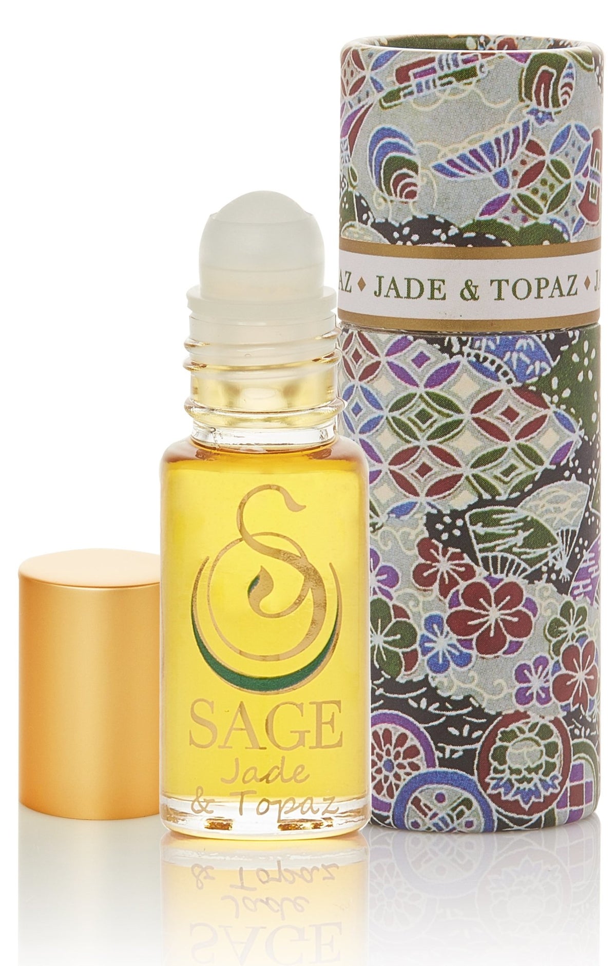 1/8 oz roll on Jade and topaz Perfume Oil by Sage in reusable box, dark floral Gender Neutral Vegan, Cruelty free fragrance