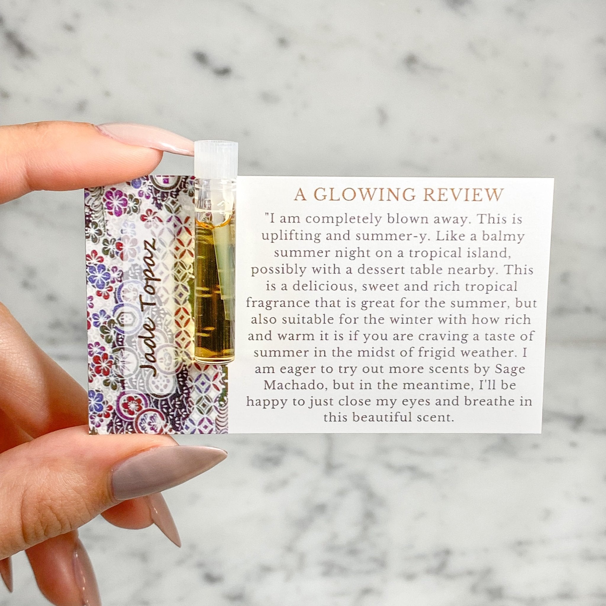 1/4 oz  Jade and topaz, perfume oil sample by Sage, dark floral ,Gender Neutral, Vegan, Cruelty Free travel size scent