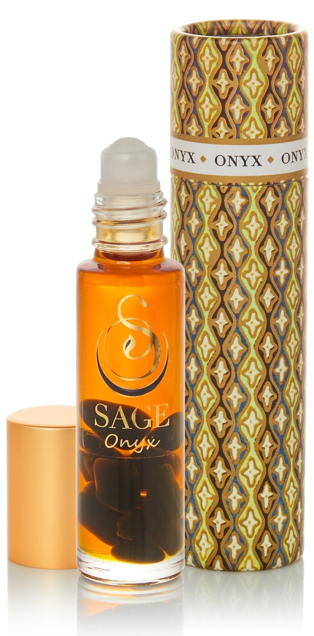 1/4 oz roll on Sage Onyx Perfume Oil  with gemstones in reusable box Earthy ,Gender Neutral, Vegan Cruelty free fragrance 