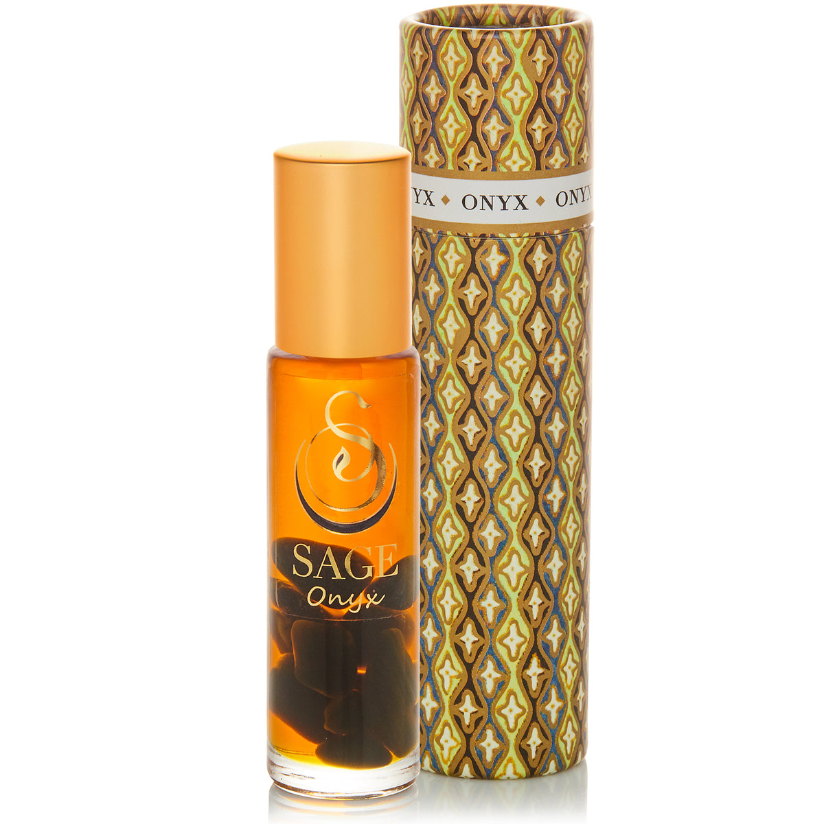 1/4 oz roll on Sage Onyx Perfume Oil  with gemstones in reusable box Earthy, Gender Neutral, Vegan, Cruelty free fragrance